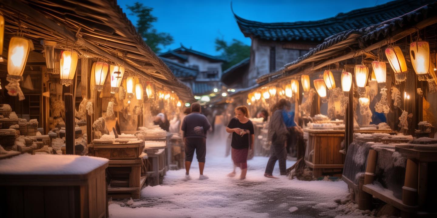 艾叶古镇盐疗夜市：泡卤水足浴吃井盐冰淇淋，体验“盐值”养生之旅